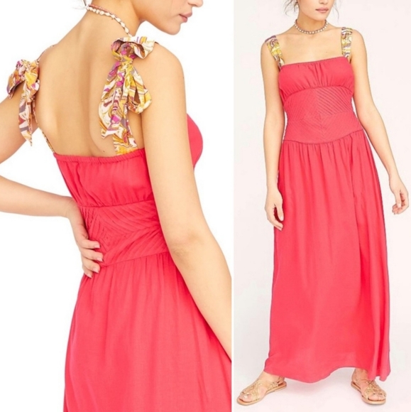 Free People Santorini Maxi Dress Sleeveless Hot Hibiscus Pink New Size 6. - Picture 2 of 14
